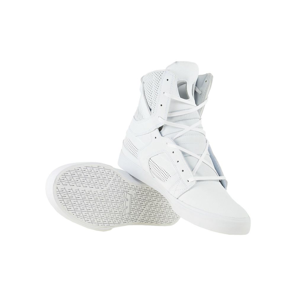 Baskets Montantes Supra SkyTop II Blanche Tuf White Homme | OHI-34415861